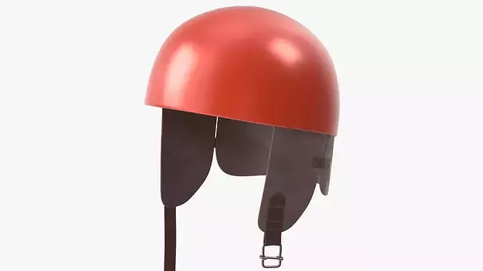 Vintage Formula 1 Recing Helmet 1952 3D Model Orange Low-poly 3D model 6