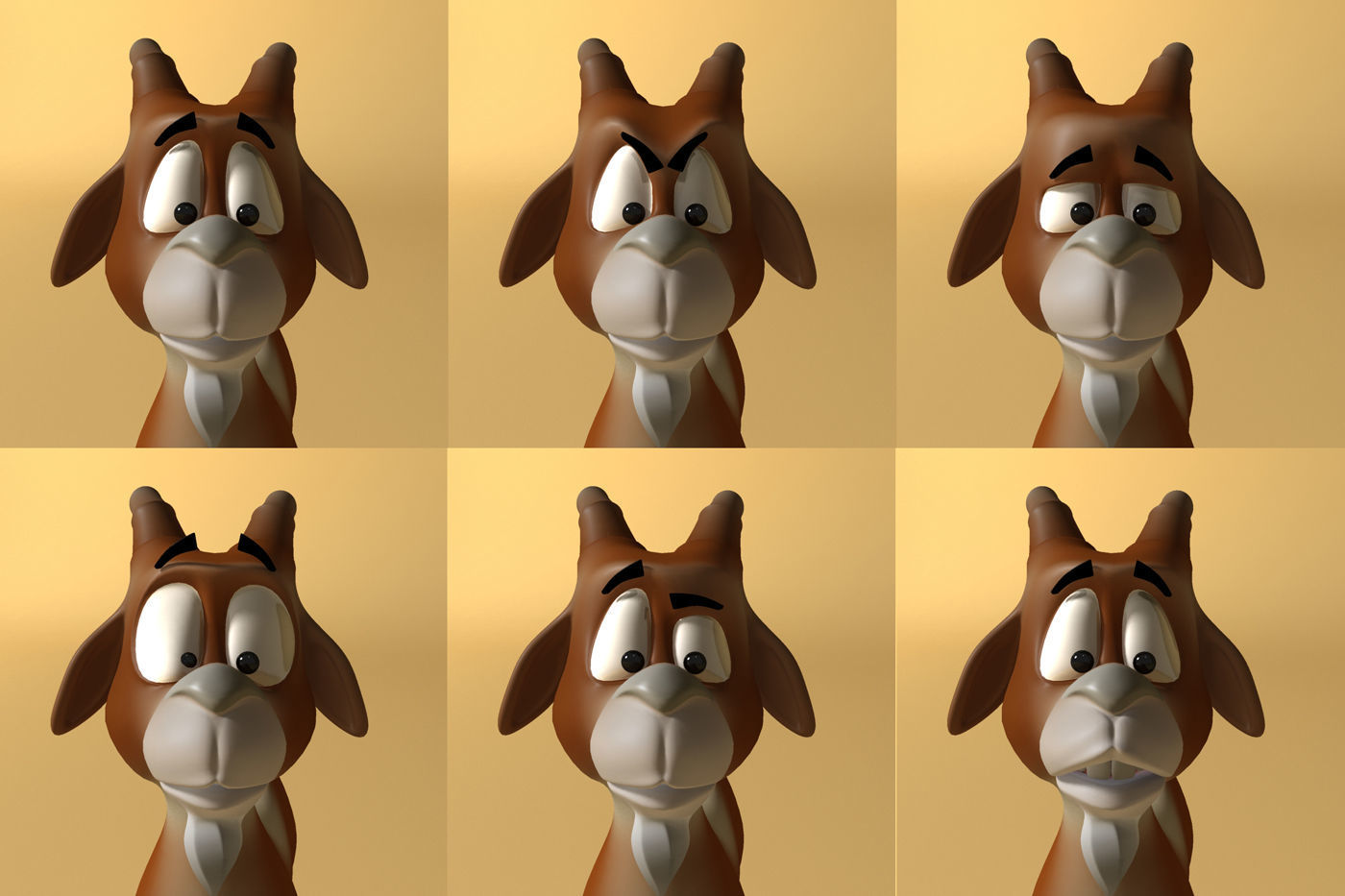 Cartoon Goat Rigged and Animated Low-poly 3D model_7