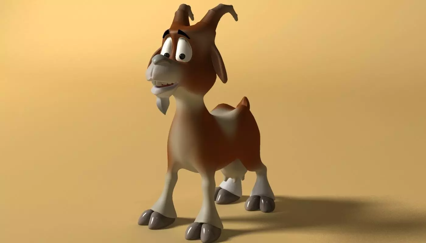 Cartoon Goat Rigged and Animated Low-poly 3D model_0
