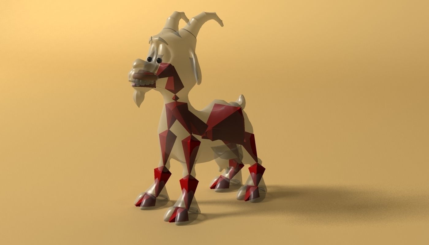 Cartoon Goat Rigged and Animated Low-poly 3D model_8
