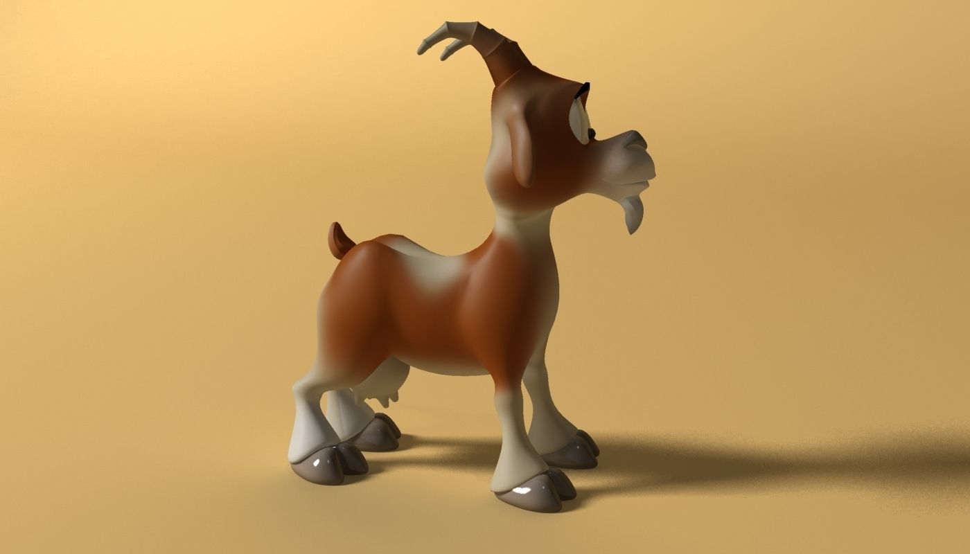 Cartoon Goat Rigged and Animated Low-poly 3D model_3