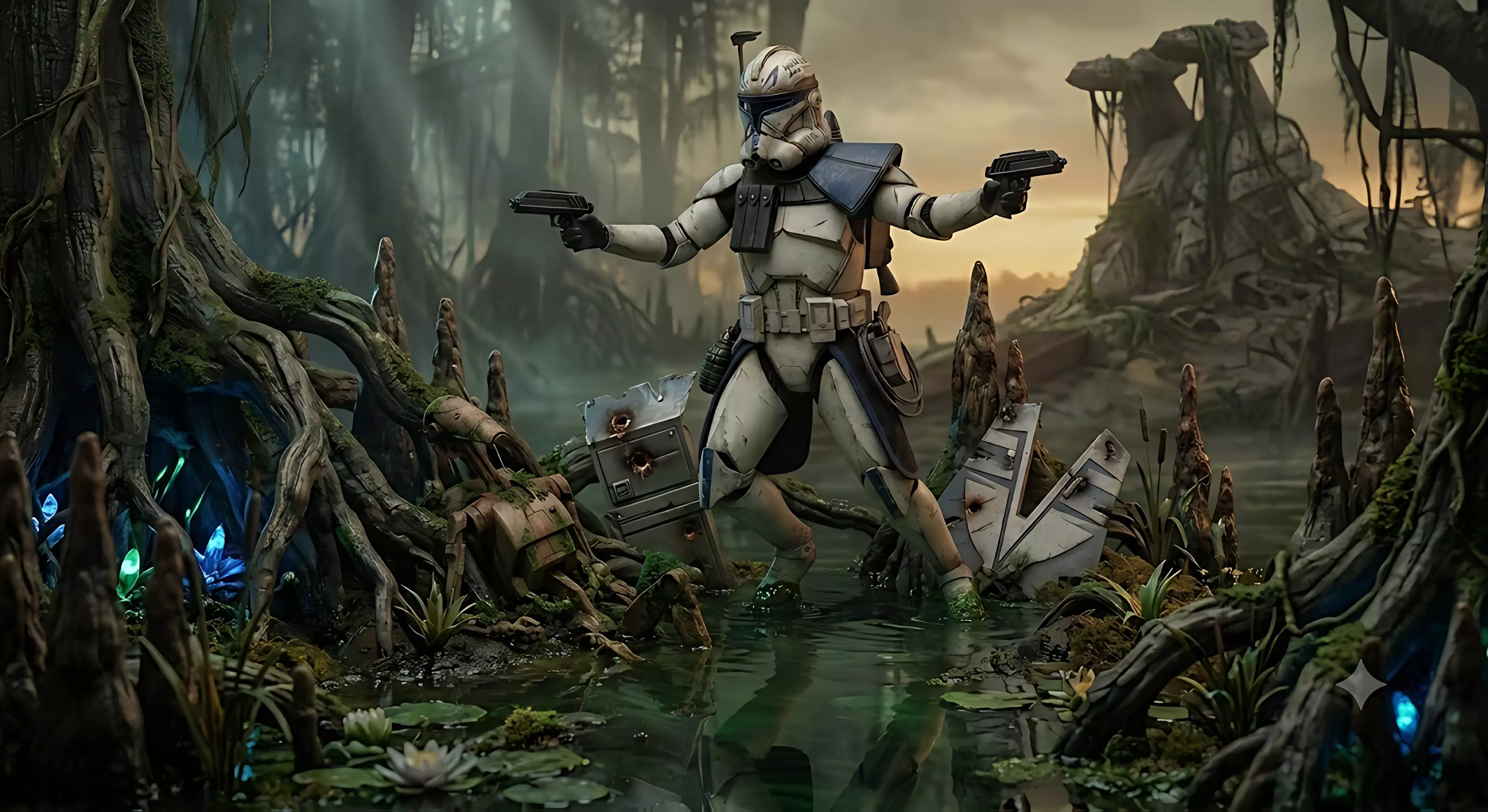 Clone Trooper Swamp Battle Diorama STL Figure for Resin Printing 3D print model