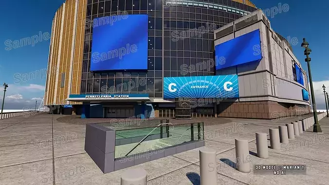 Madison Square Garden - New York City Exterior Low-poly 3D model 5
