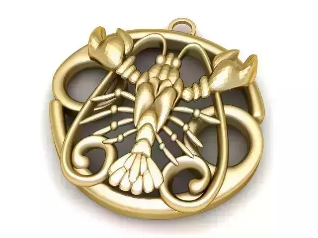 Pendant lobster charm in gold