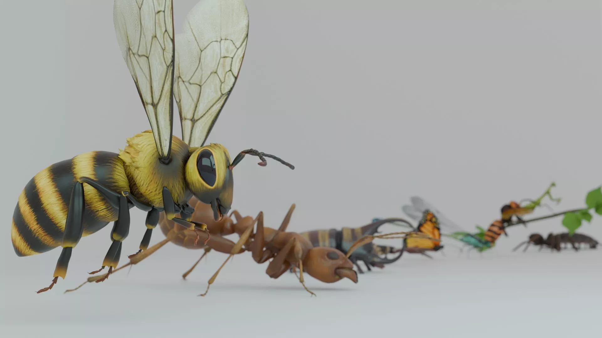 Optimized Insect pack Low-poly 3D model