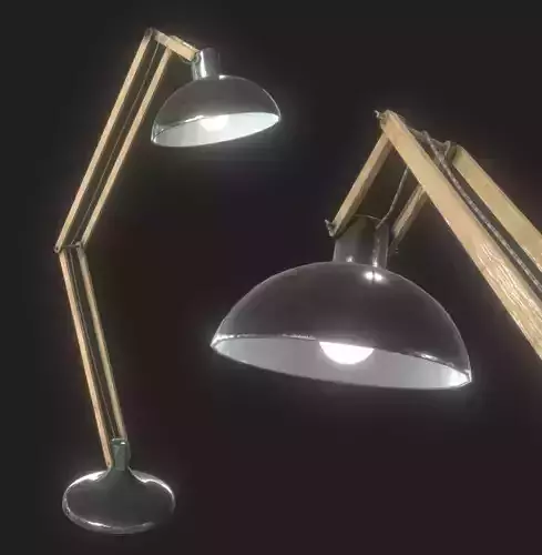 Floor Lamp Work Station II with bones with PBR Textures