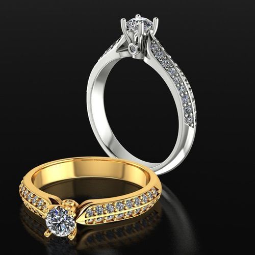 Diamond Rings  with Center Stone 15 and 25 points 3 sizes - 0144 3D print model