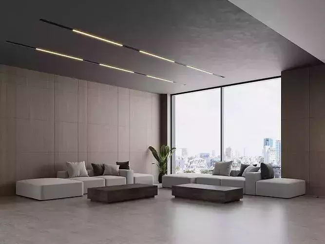 interior scene modern office 10 3D model 7