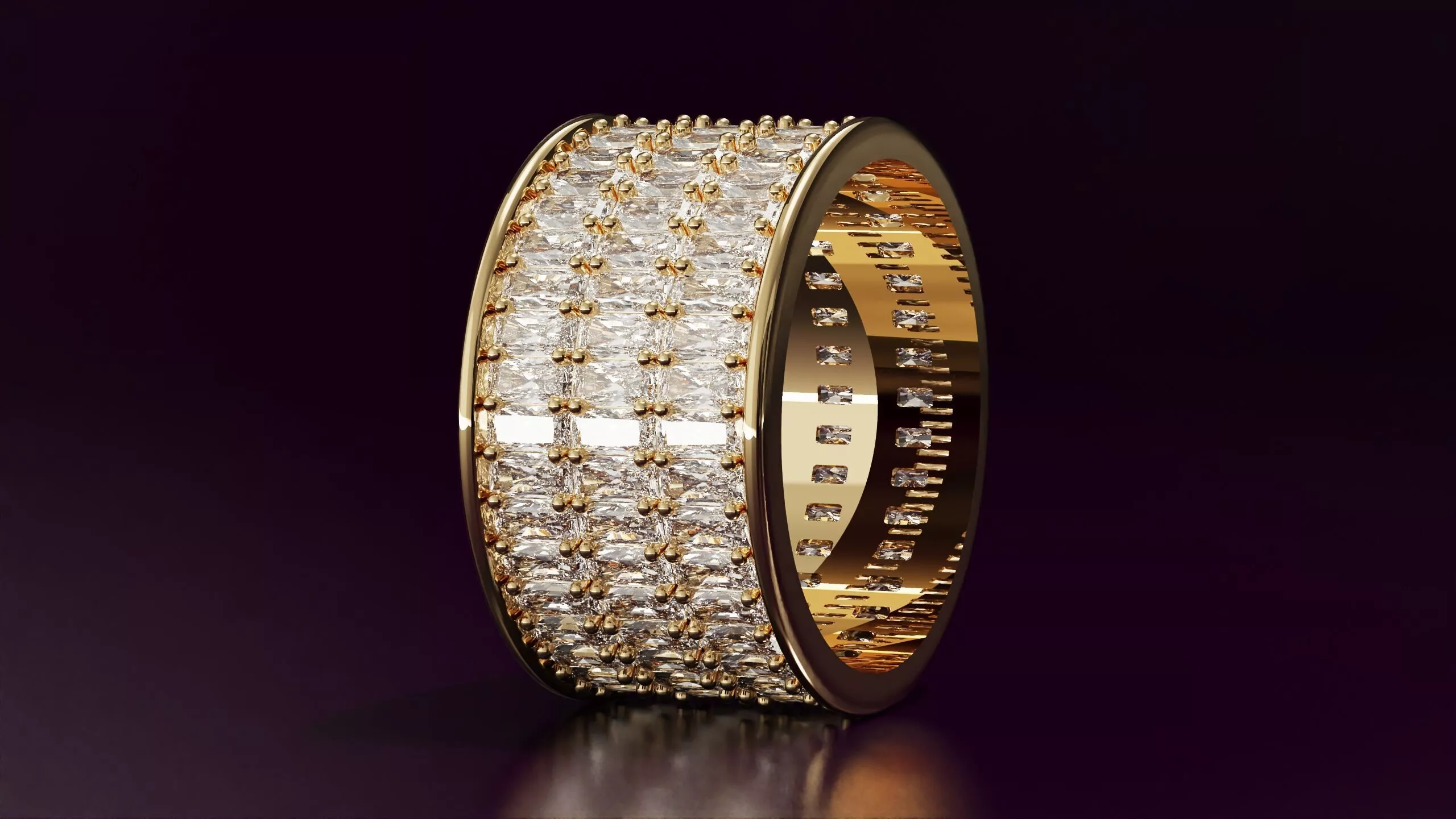 Radiant cut 3line eternity ring N02 EU54 Free 3D print model