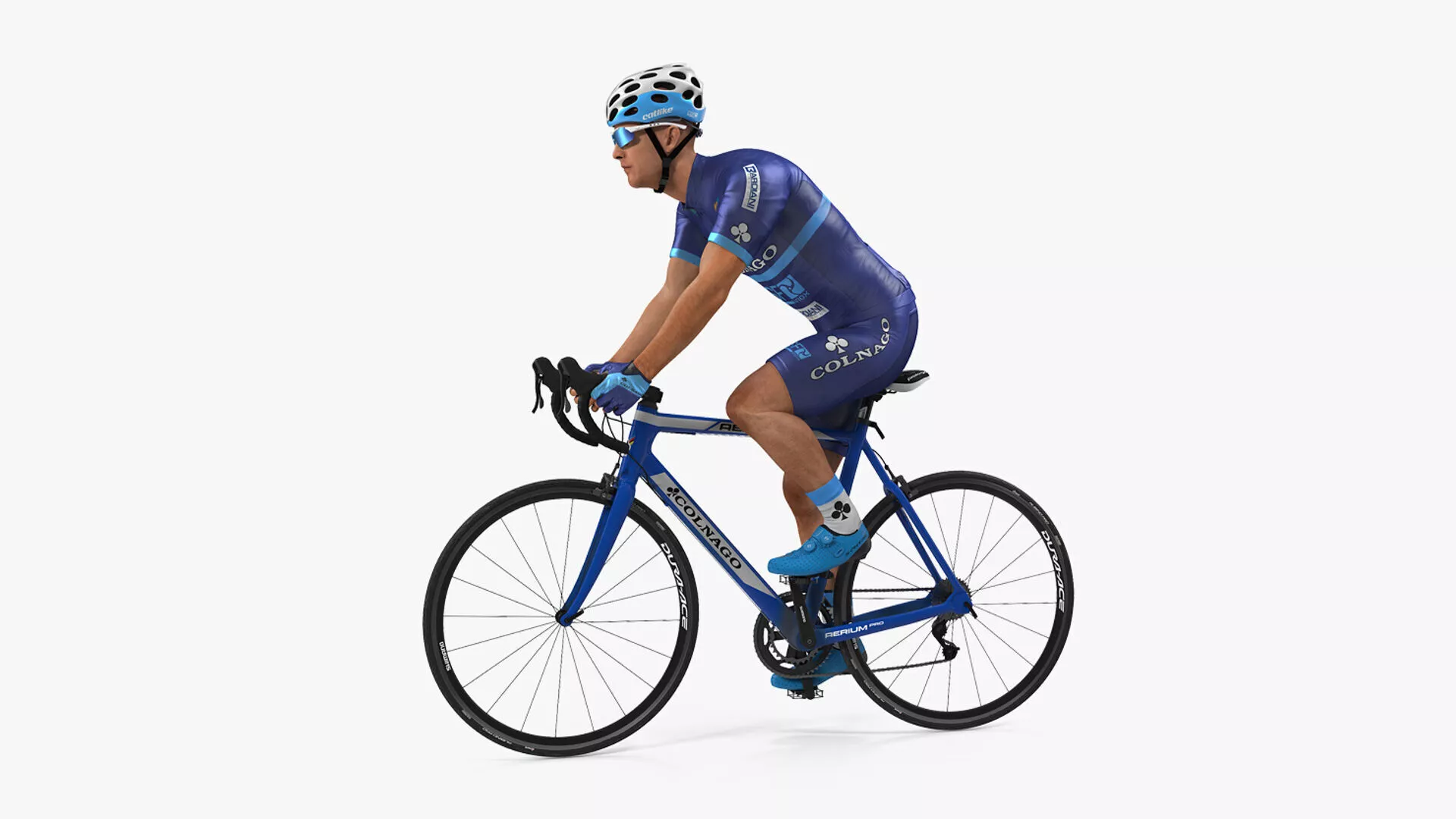 Cyclist on Colnago Road Bike Rigged 3D model