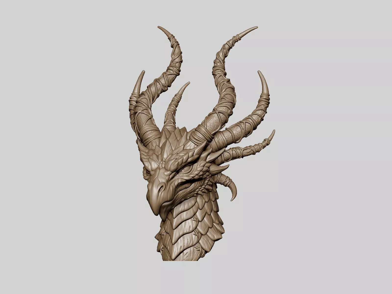 Tribal Bone Dragon Bust 3D Printable Fantasy DND Prop 3D print model