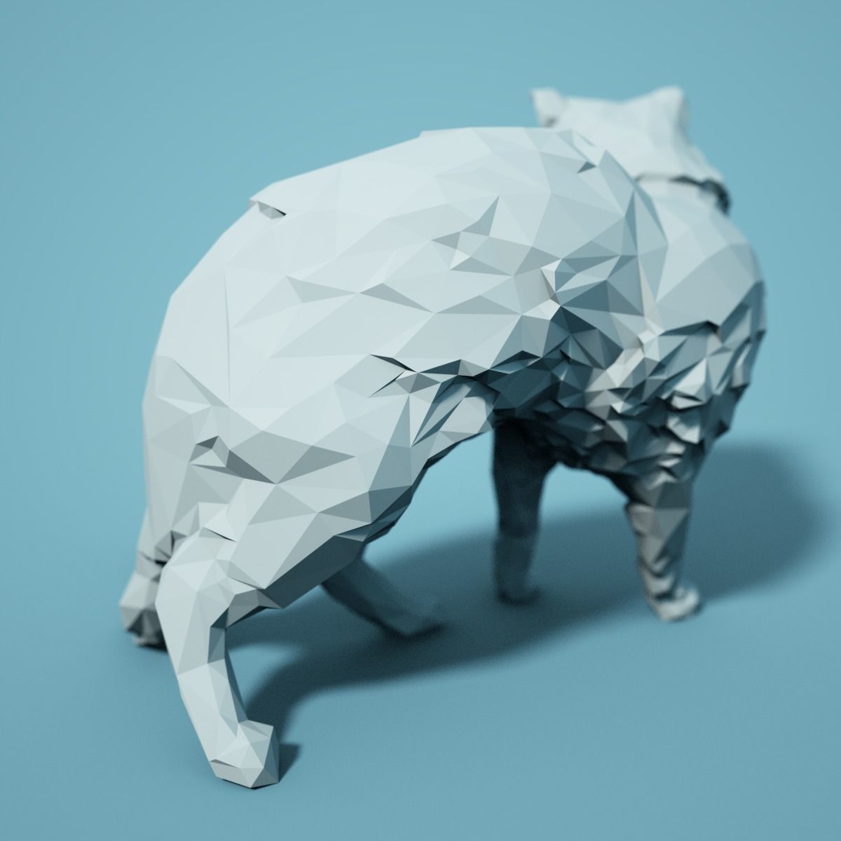 Low Poly Cat Model polygonal 3D print model_4