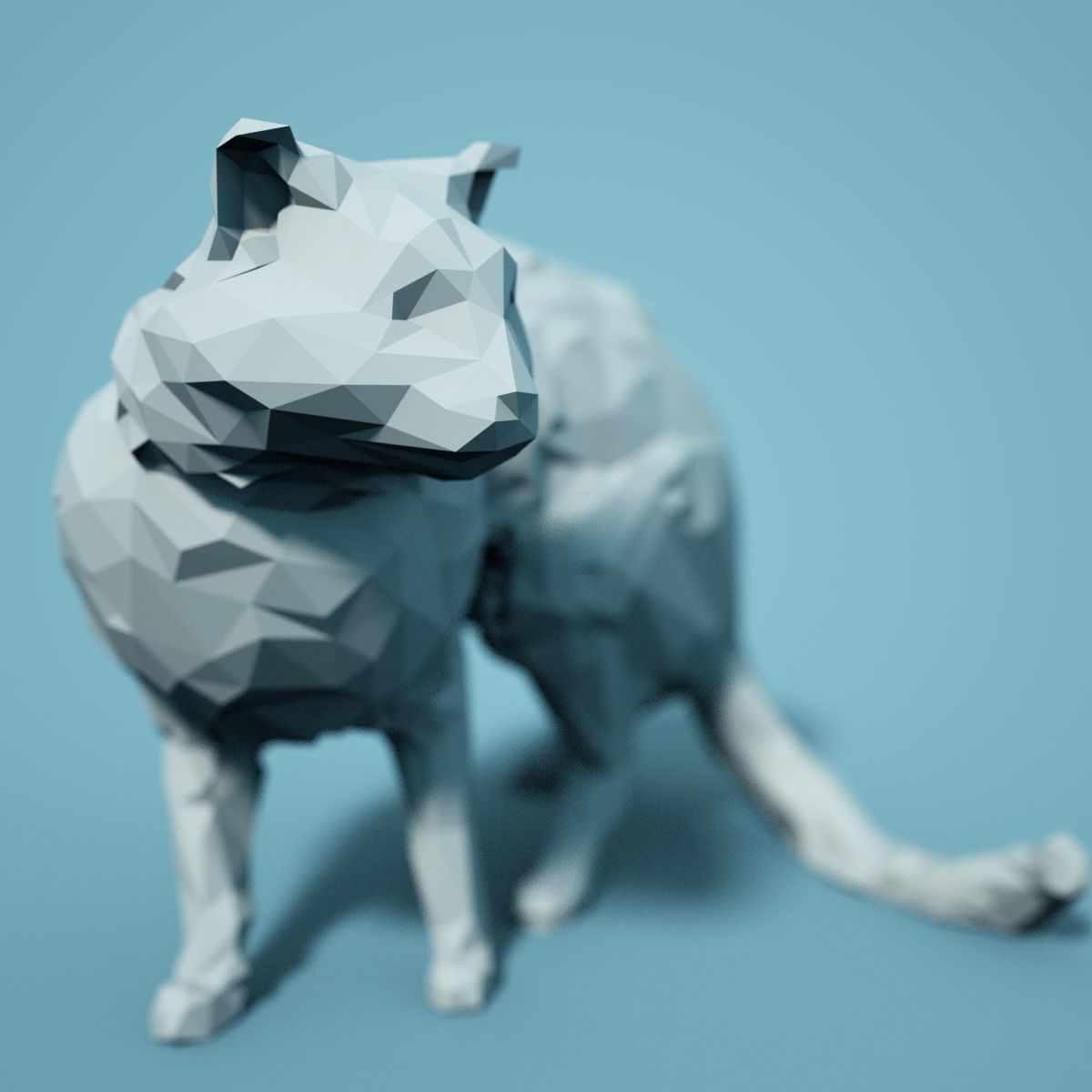 Low Poly Cat Model polygonal 3D print model_2