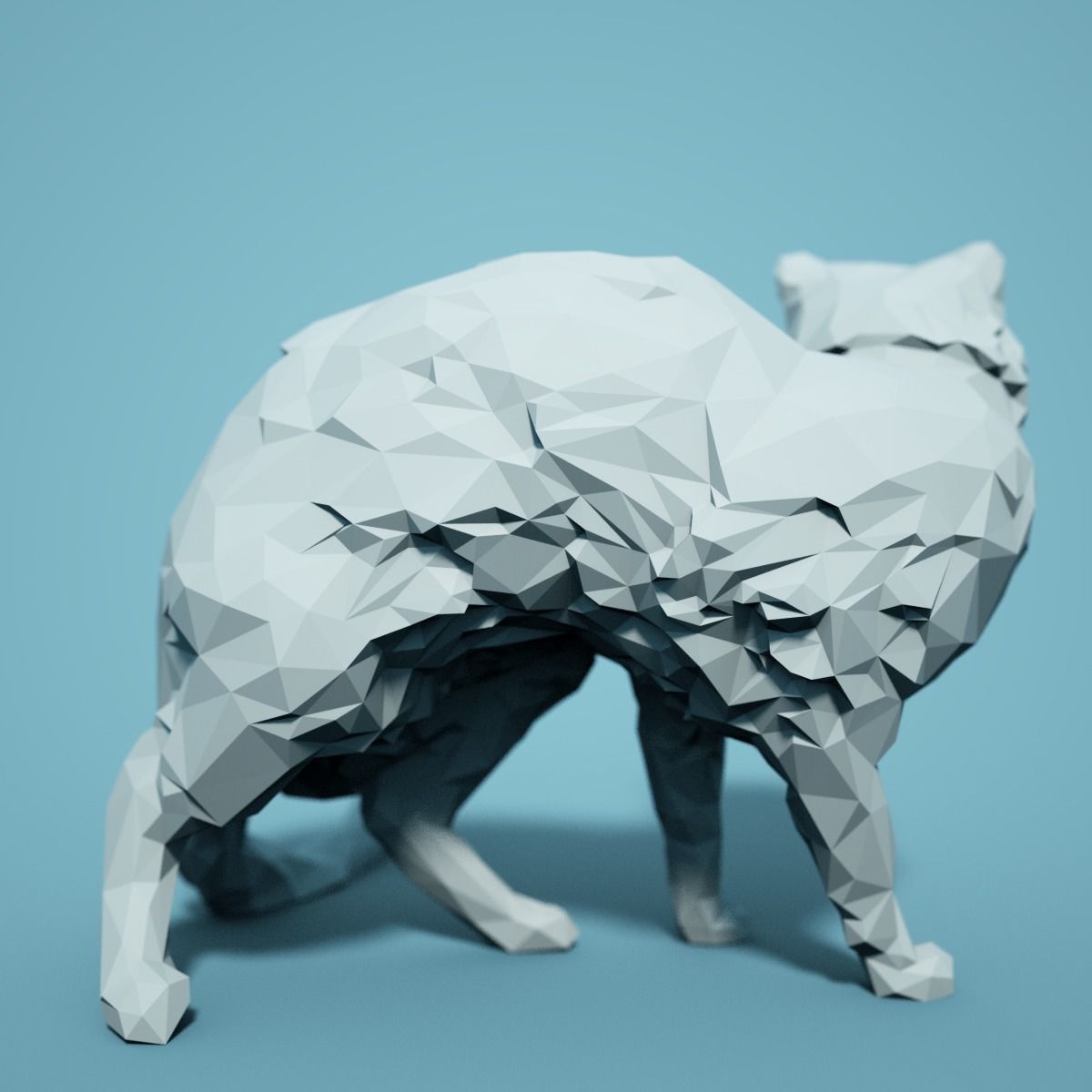 Low Poly Cat Model polygonal 3D print model_1