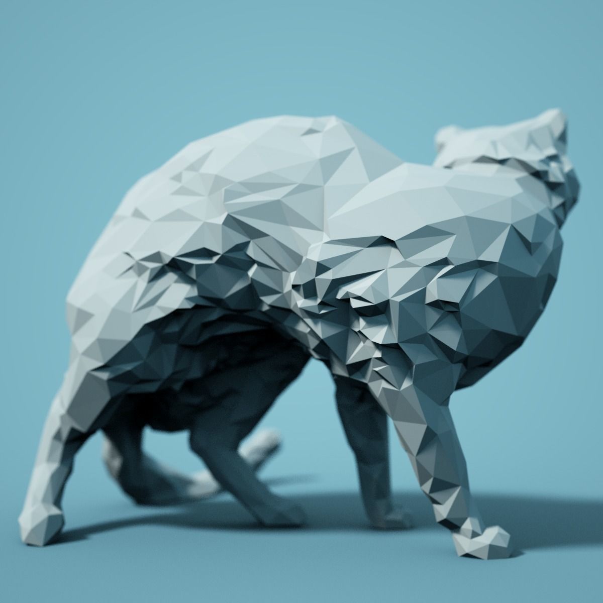 Low Poly Cat Model polygonal 3D print model_3