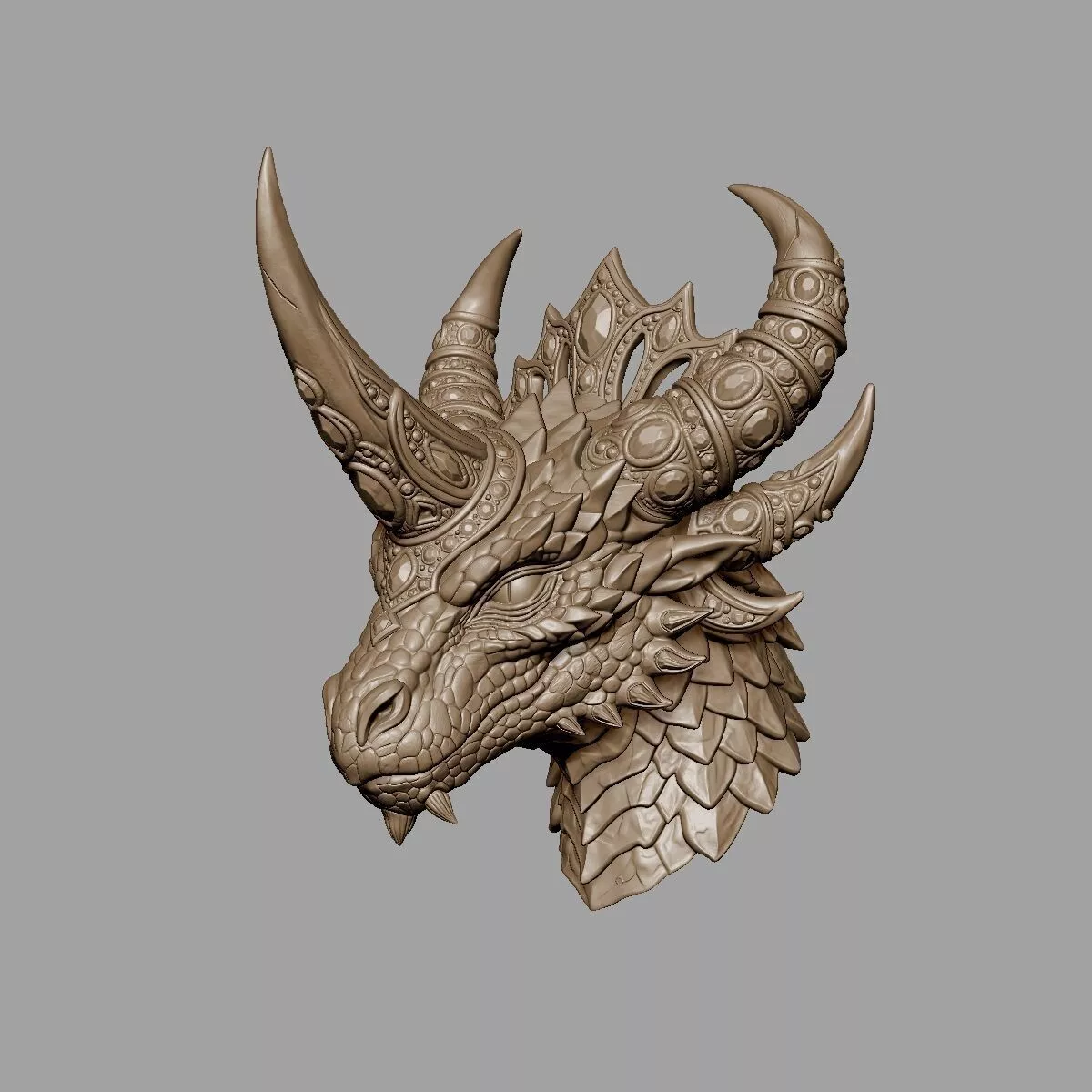 Blood-Ruby Sovereign Dragon Bust 3D Printable Fantasy DND Prop 3D print model