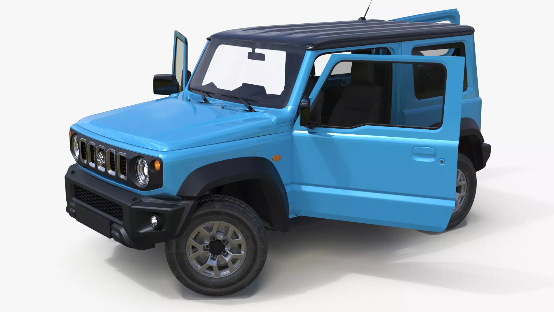 Suzuki Jimny 2025 Three Door SUV Blue Rigged 3D model