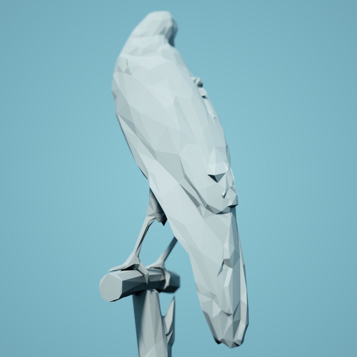Low Poly Bird Model polygonal crow 3D print model_3