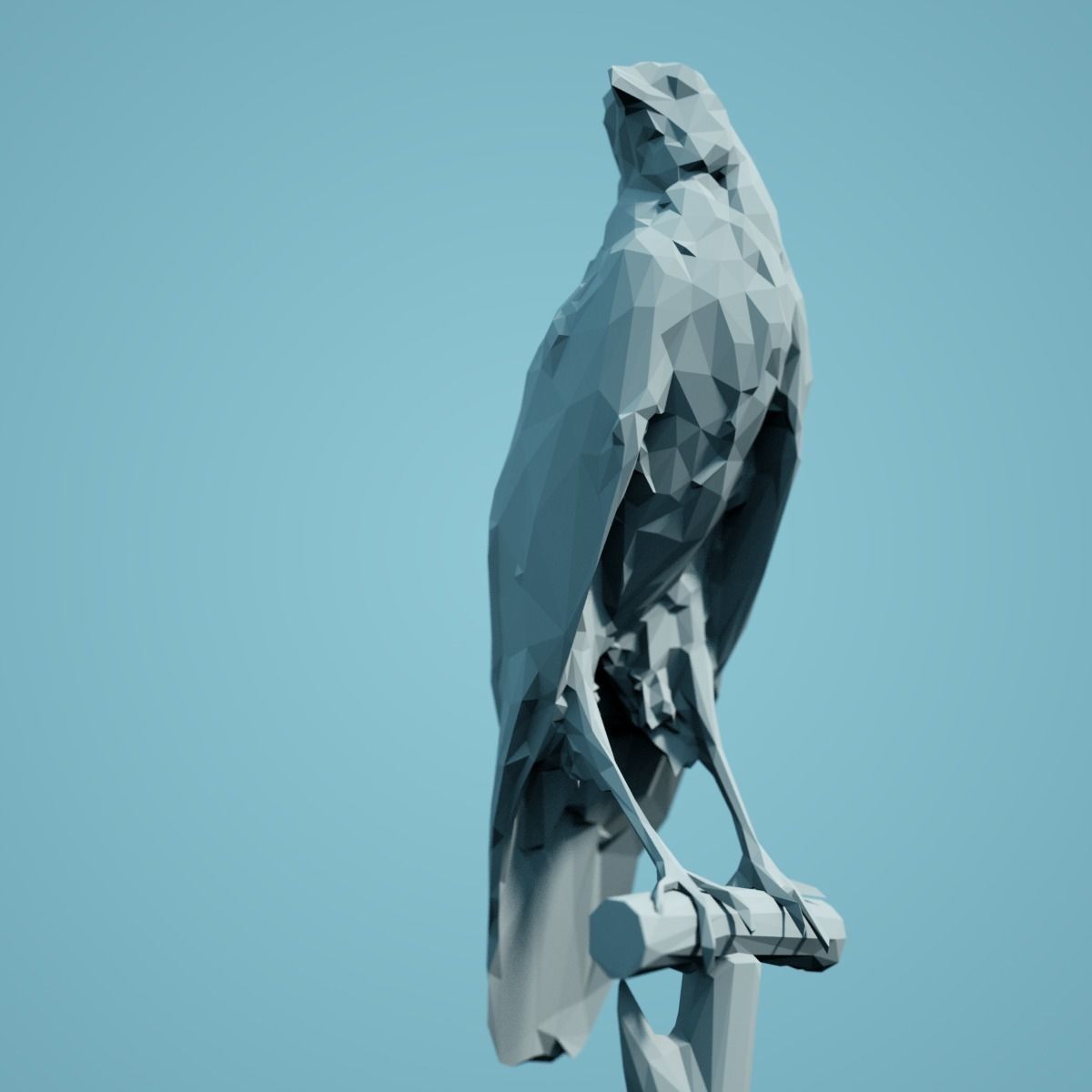 Low Poly Bird Model polygonal crow 3D print model_0