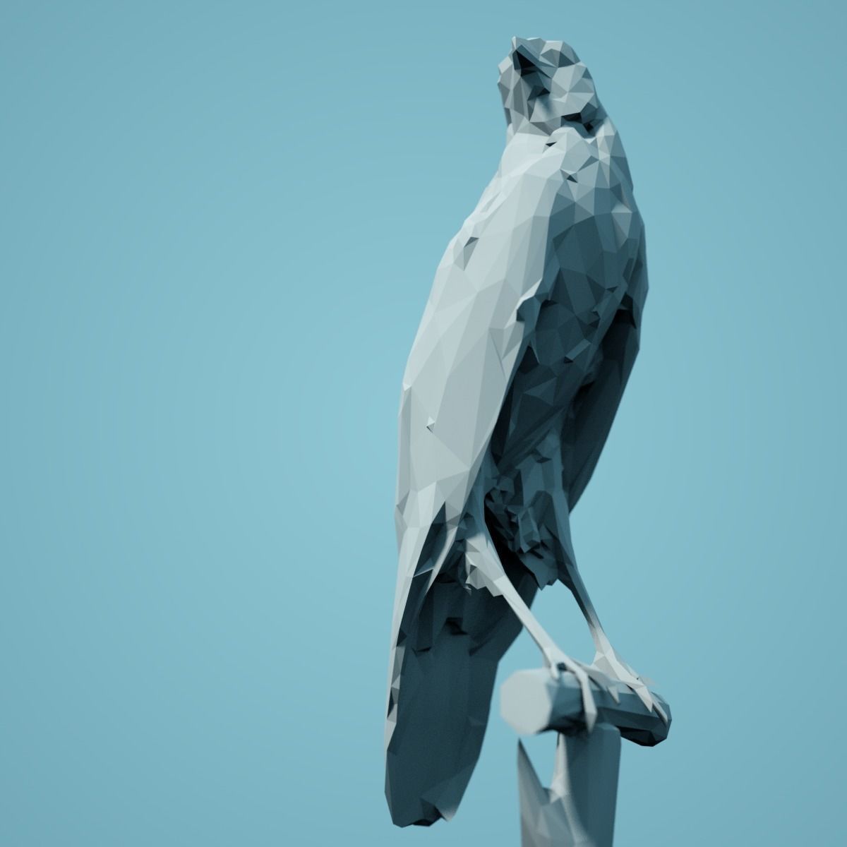 Low Poly Bird Model polygonal crow 3D print model_1