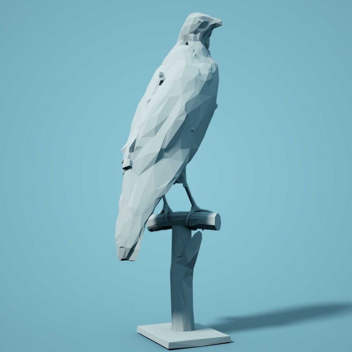 Low Poly Bird Model polygonal crow 3D print model_4