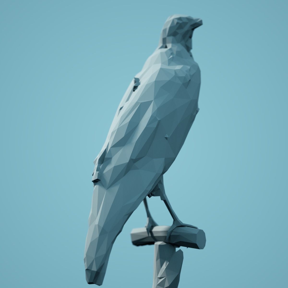 Low Poly Bird Model polygonal crow 3D print model_2