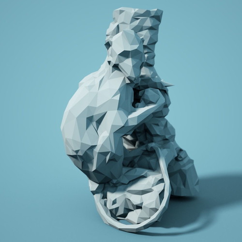 Low Poly Monkey Model sculpture of