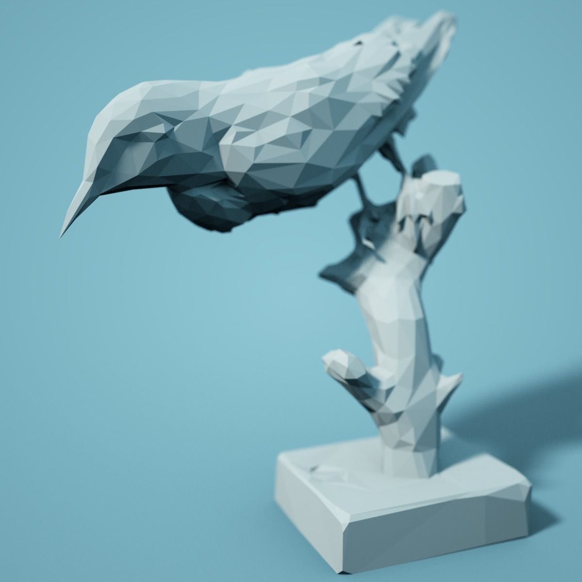 Low Poly Bird Model perched on branch 3D print model_2