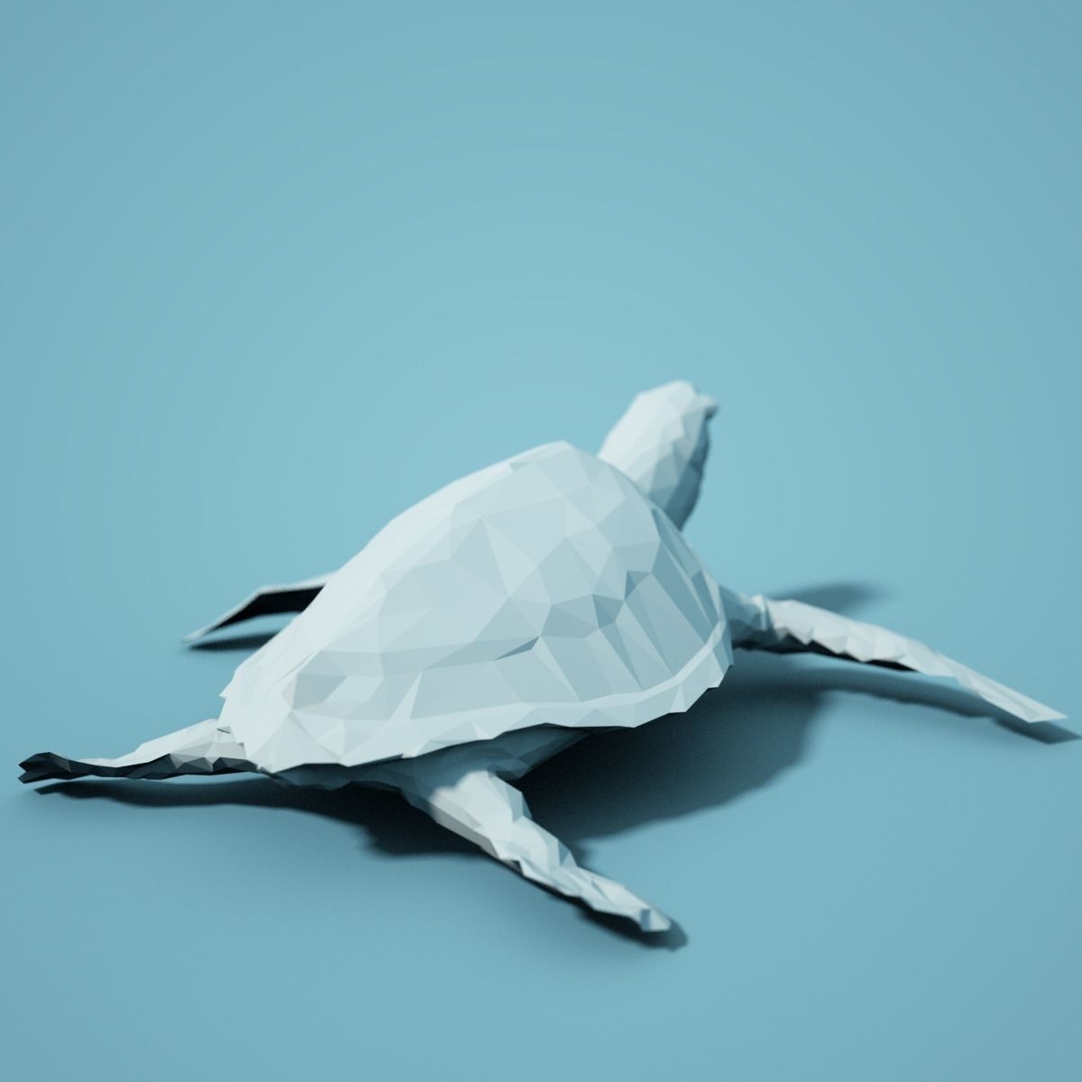Low Poly Turtle Model polygonal sea 3D print model_4