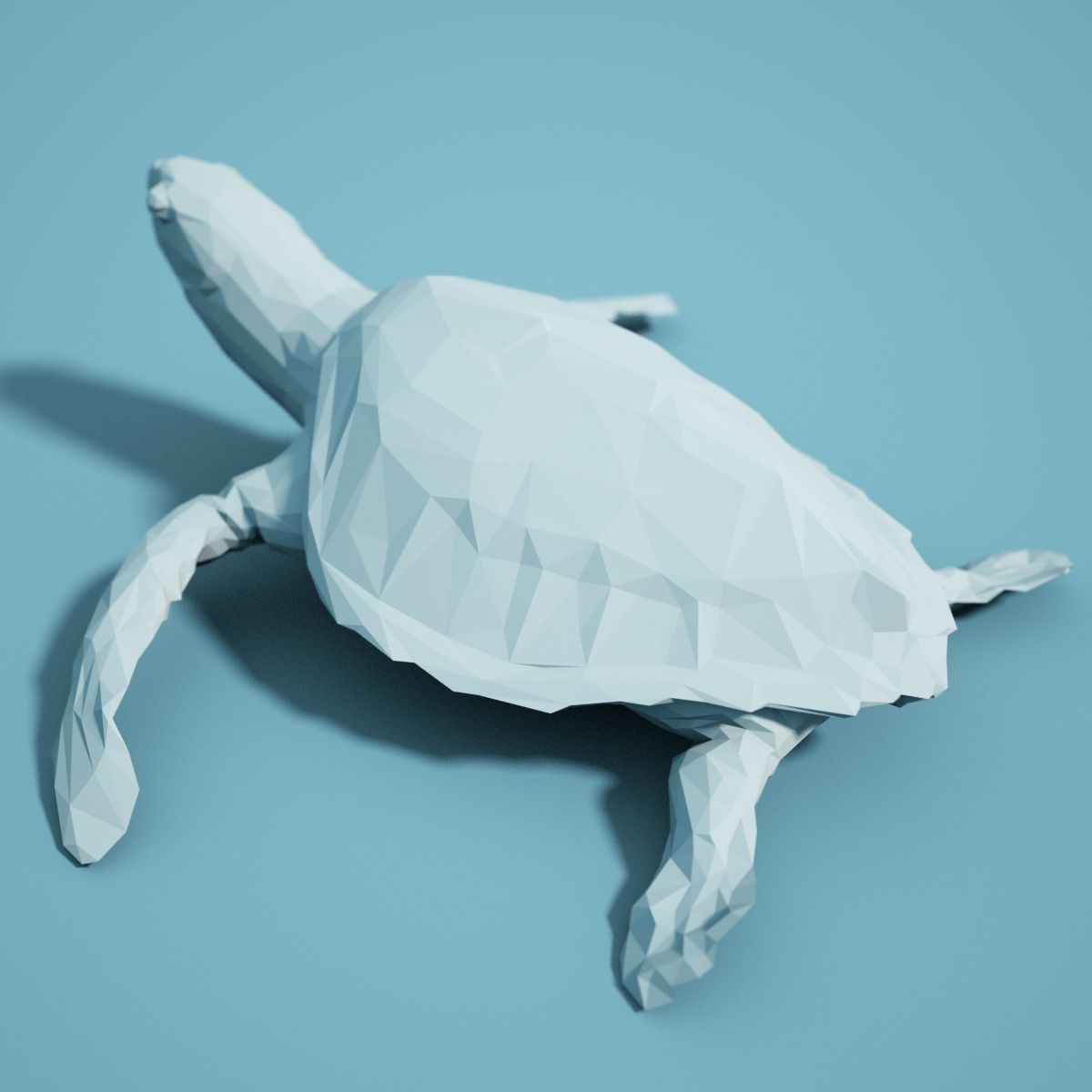 Low Poly Turtle Model polygonal sea 3D print model_1