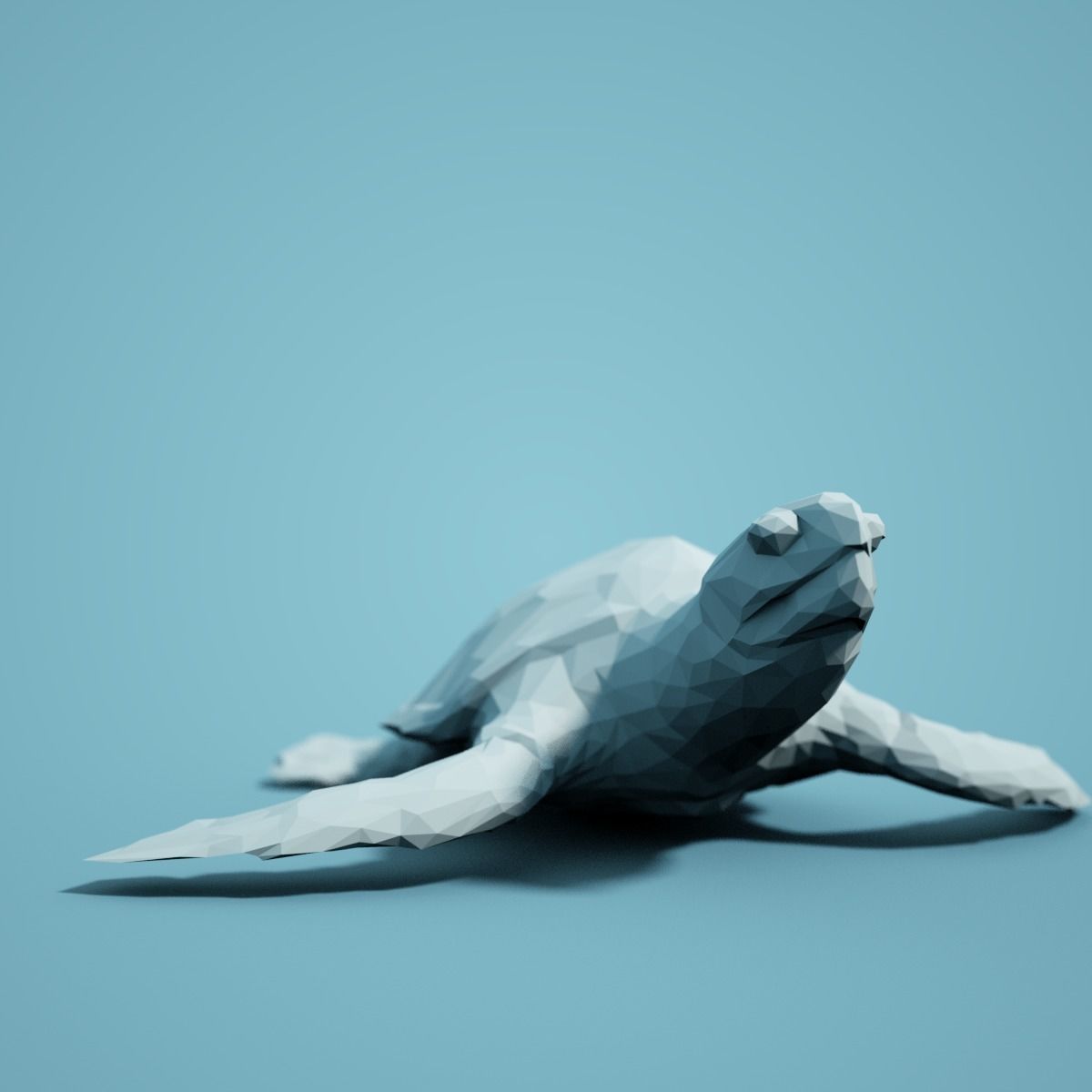 Low Poly Turtle Model polygonal sea 3D print model_3