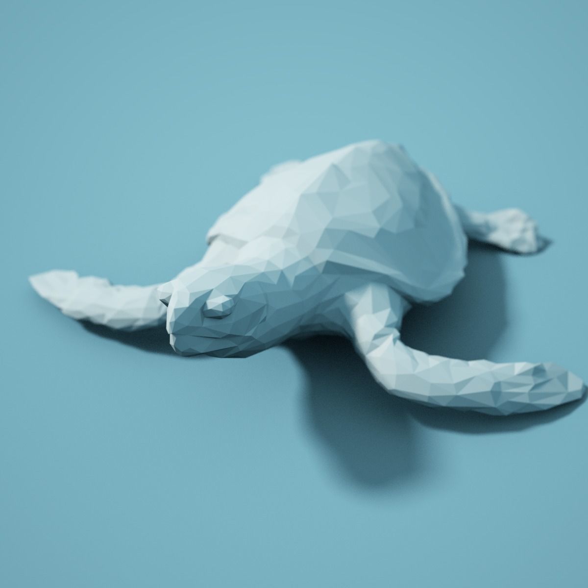 Low Poly Turtle Model polygonal sea 3D print model_2