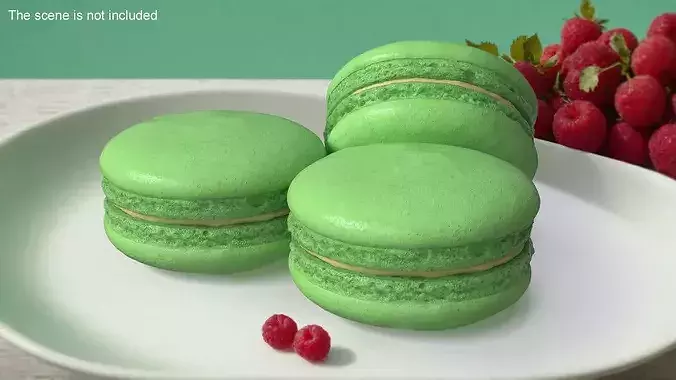 Green Macaron Dessert 3D model 2