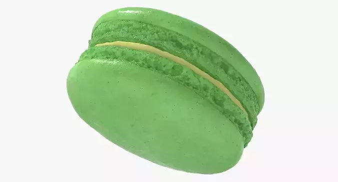 Green Macaron Dessert 3D model 7