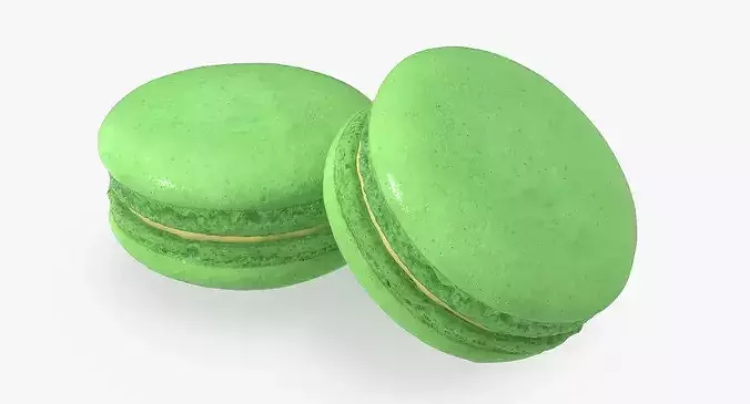 Green Macaron Dessert 3D model 5