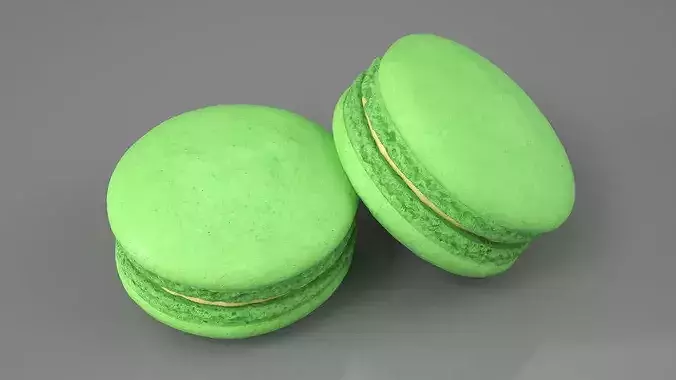 Green Macaron Dessert 3D model 4