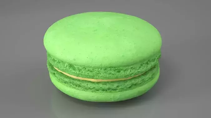 Green Macaron Dessert 3D model 3