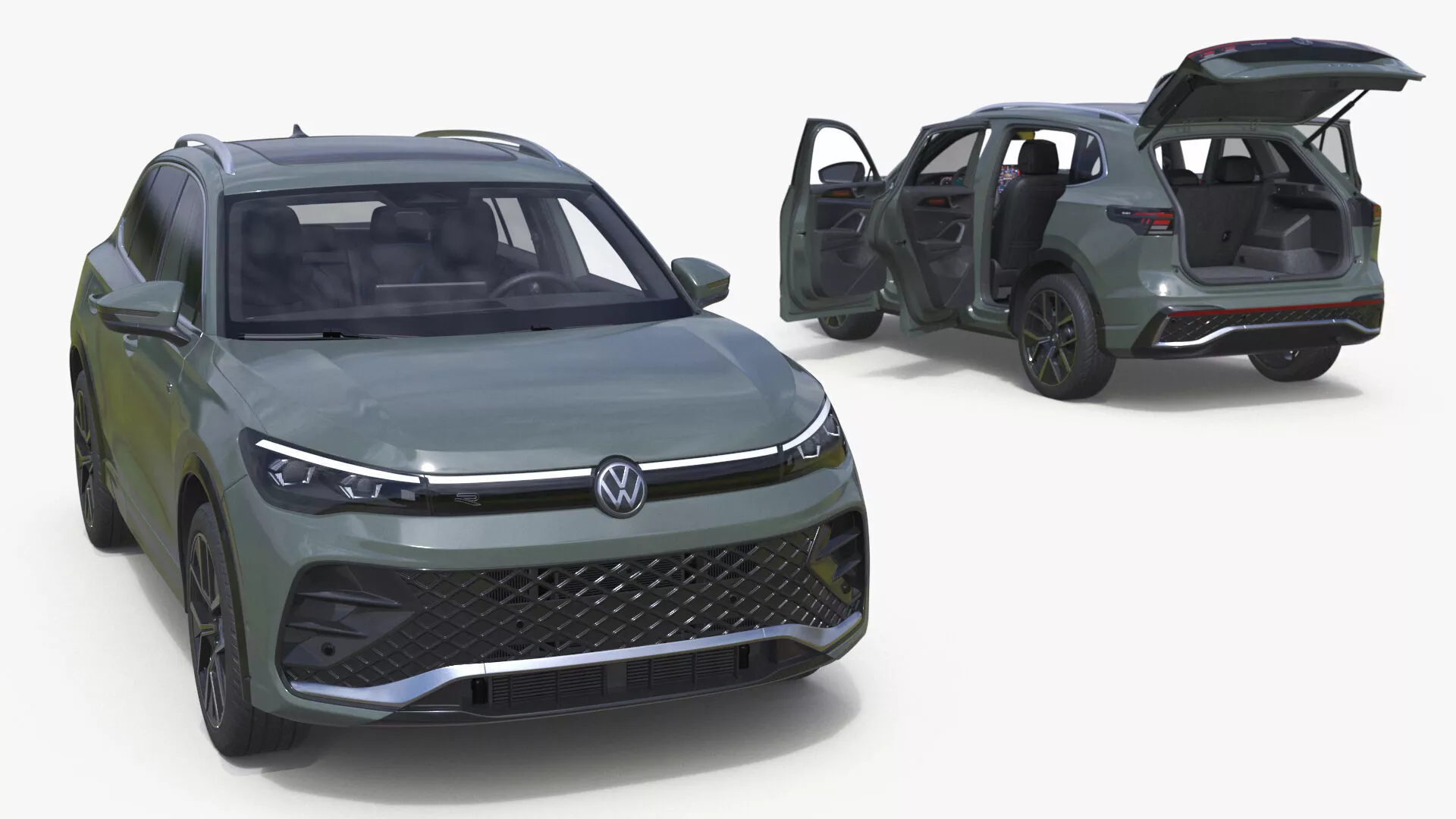 Volkswagen Tiguan 2024 Green Rigged 3D model