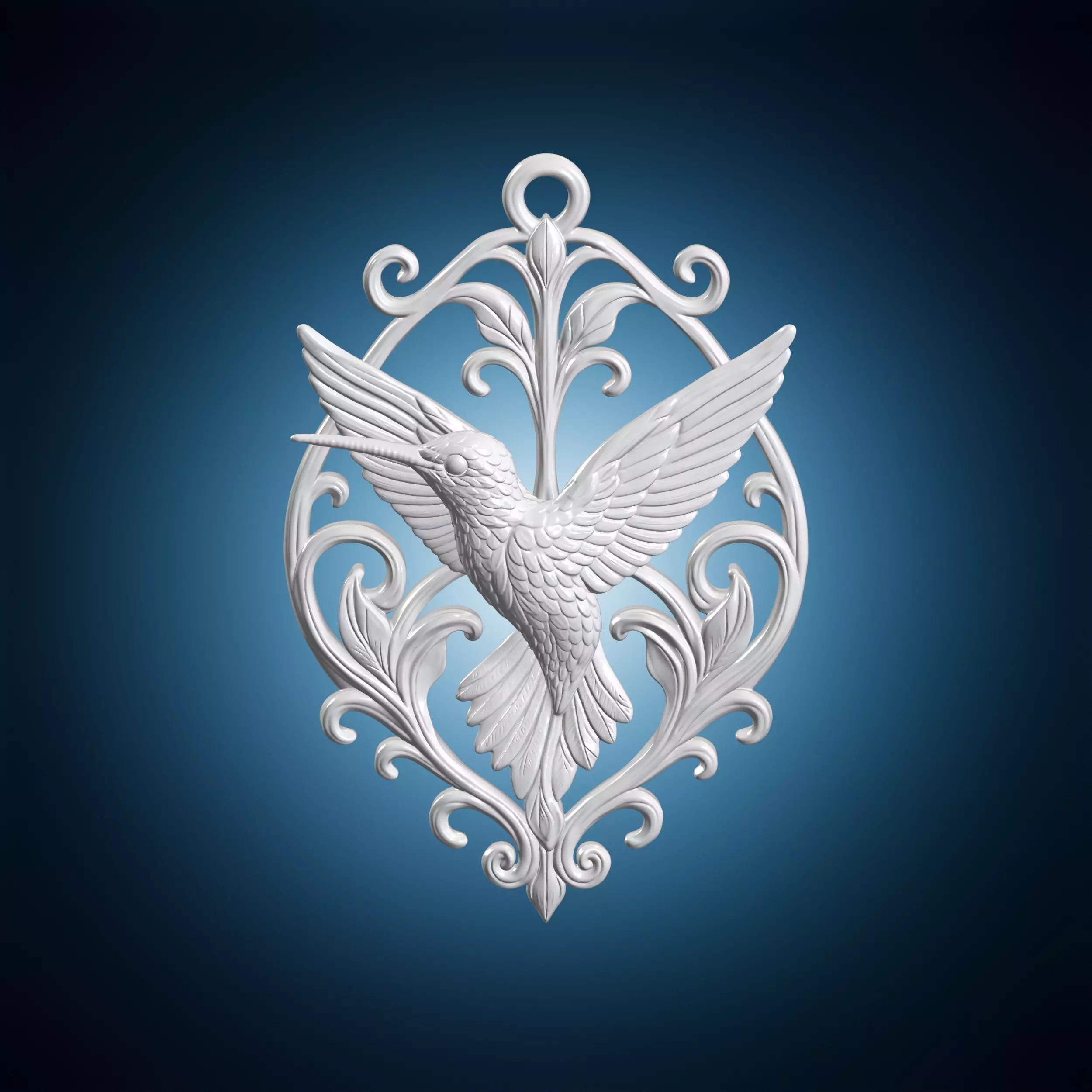 Art Nouveau Hummingbird Pendant 3D Print Model 3D print model