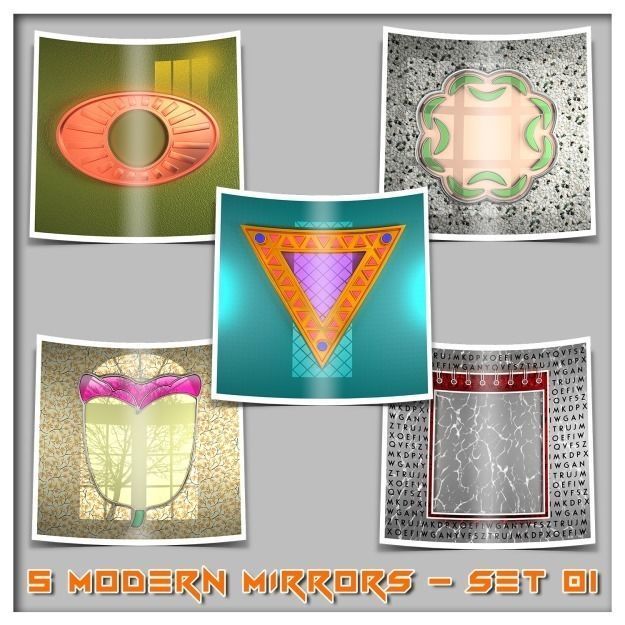5 Modern Mirrors - Set 01 Low-poly 3D model_0