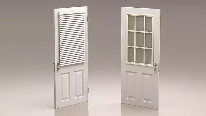 Exterior Door with Blinds 3D model 5