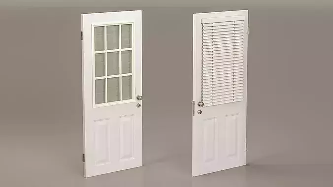 Exterior Door with Blinds 3D model 4