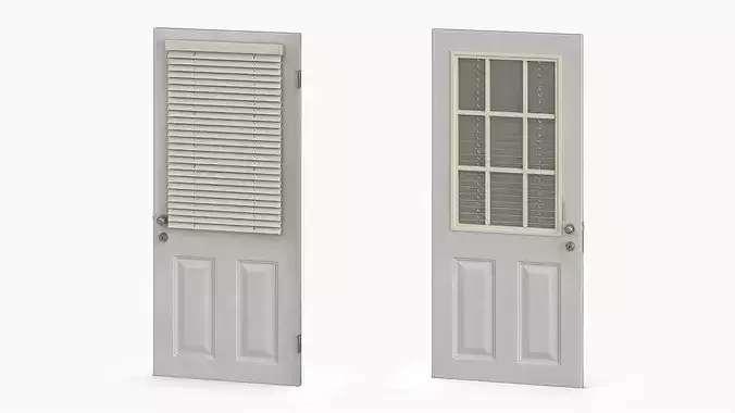 Exterior Door with Blinds 3D model