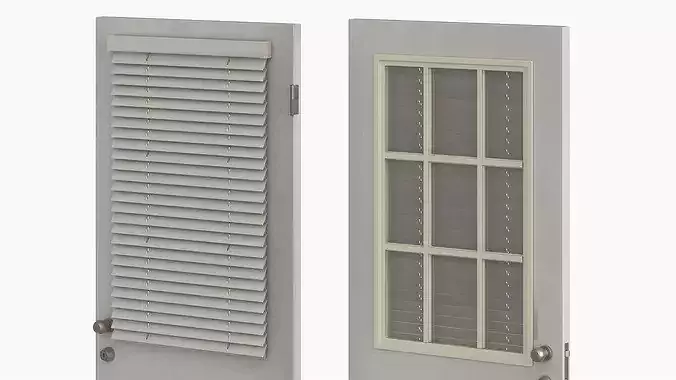 Exterior Door with Blinds 3D model 7