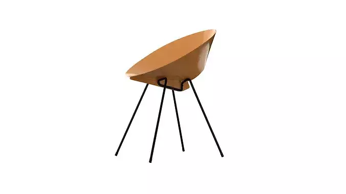 Orange vintage metal chair Low-poly 3D model 3