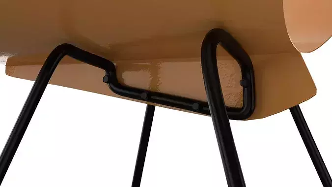 Orange vintage metal chair Low-poly 3D model 7