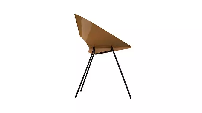 Orange vintage metal chair Low-poly 3D model 6