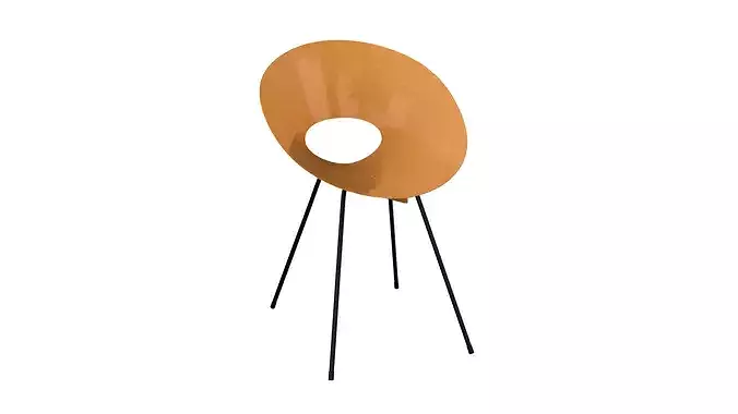 Orange vintage metal chair Low-poly 3D model
