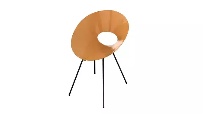 Orange vintage metal chair Low-poly 3D model 2