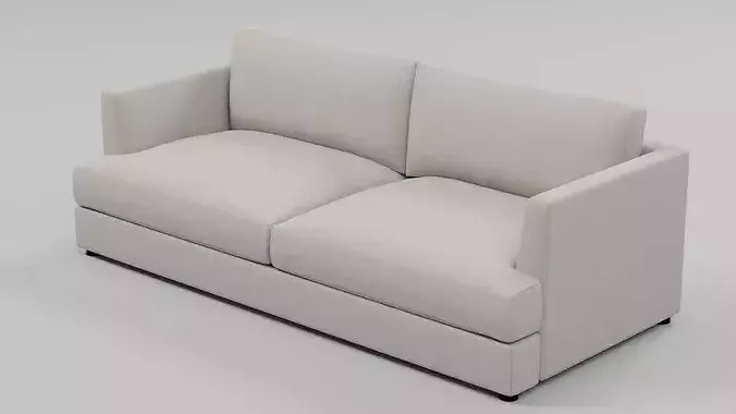 Modern 2 Seater Sofa - Slim Track Arm Fabric Loveseat 02